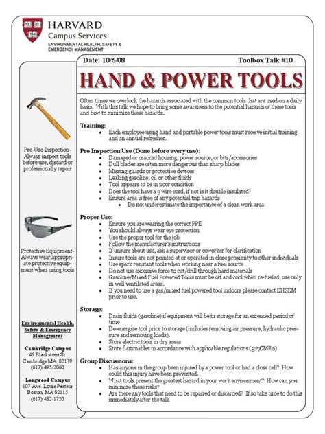 hand and power toolbox talk